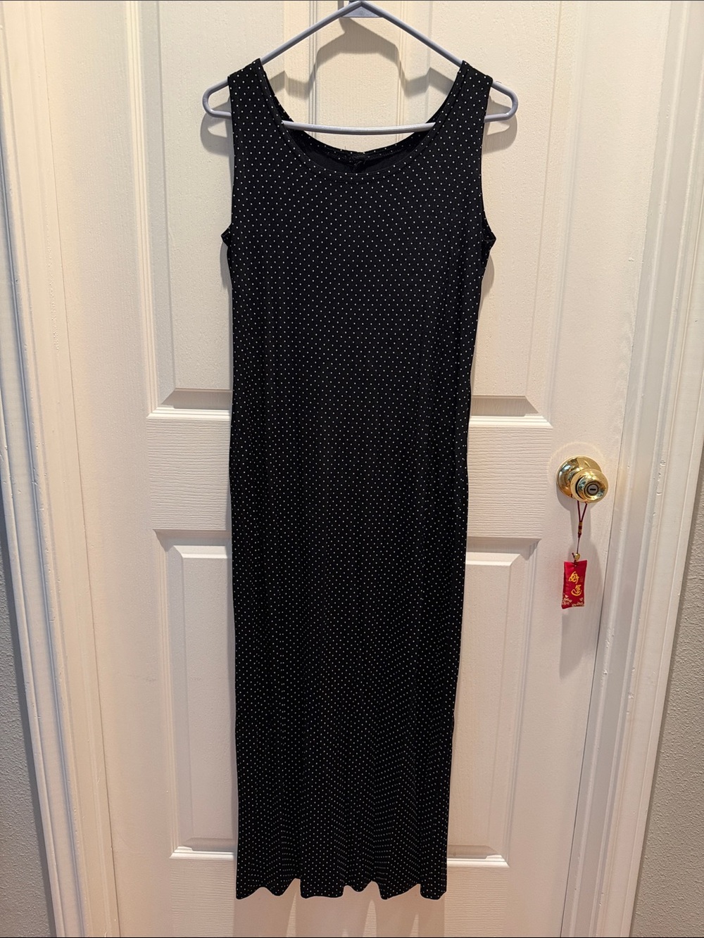 Sleeveless Black Polka Dot Maxi Dress